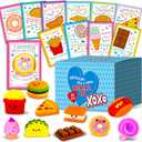 Valentines Day Cards for Kids School - 30 Pack Kawaii Mochi Squishy Valentines for Class, Non Candy Valentines Classroom Gifts for Girls Boys & Classmates Exchange, Party Favors for Daycare Preschool