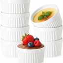Ramekin Bowls 8OZ,WERTIOO 8 PCS Bakeware Set for Baking and Cooking, Oven Safe Sleek Porcelain Ramikins for Pudding, Creme Brulee, Custard Cups and Souffle Small instant table tray