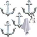 Notakia Decorative Wall Mounted Antique Shabby Chic Metal Home Bathroom Towel Coat Hooks Hanger, Vintage Rustic Cast Iron Wall Hooks (White 4Pcs)