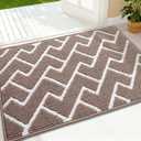 OLANLY Front Door Mat 32x20, Low-Profile Easy Clean Doormat, Brown