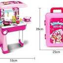 2-in-1Travel Luggage Turn into Play Kitchen, Kids Kitchen Playset Toys with 25+Play Food for Toddelers, Girls and Boys, Pretend Play, 25" H x 9.8" W x 20.8" L, 20.86" X 9.64" X 24.8"