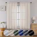 Lecloud Serena Semi Sheer Linen Curtains 63 Inch Length Set of 2, Airy & Privacy Farmhouse Curtain for Windows, Dining Room Bedroom Curtain Panels (Each 40 W x 63 L, 2 Panels Set, Linen)