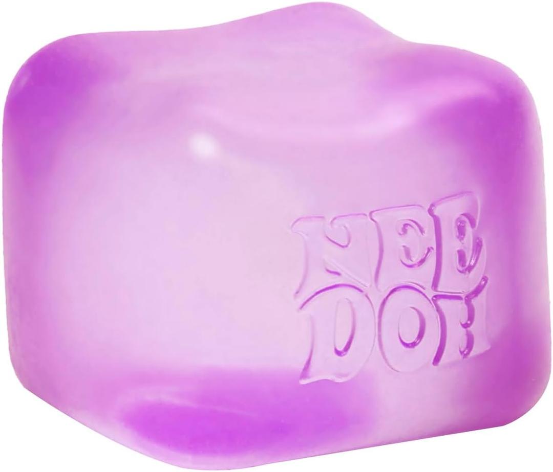 Schylling NeeDoh Nice Cube -Sensory Squeeze Toy with Super Solid Squish - 2.25" Cube (Purple)