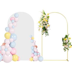 6.6FT Wedding Arch Backdrop Stand and White Arch Cover, White Spandex Fitted Backdrop Cover and Gold Wedding Arch Frame for Birthday Party Wedding Ceremony Bridal Baby Shower, Parties Decoration.