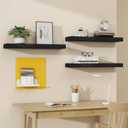 Vervida Black Floating Shelves for Wall, 24" Rustic Wood Deep Wall Mounted Shelves with Invisible Brackets for Decor & Storage, Floating Shelf for Living Room, Bathroom (Set of 3)