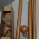 Boho Wood Curtain Rods for Windows 28 to 48 inch 1" Diameter Adjustable Heavy Duty Window Curtain Rod with Decorative Wooden Grain Finials Drapery Rods for Living Room Bedroom Kitchen Cafe Farmhouse