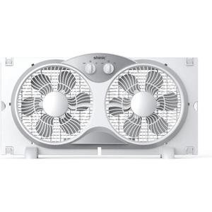 shinic 9" Twin Window Fan with Reversible Airflow Quiet Exhaust & Intake, Independent Control Dual Fan, Expanders for 23.8"-37" Window, Vertical/Horizontal for Sliding Window, for Home Kitchen