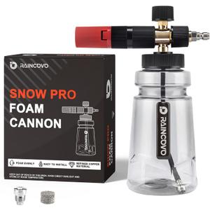 Raincovo Foam Cannon Wide Mouth for Pressure Washer, Snow Pro | Thick Snow Foam Lance for Car Wash, Adjustable Soap Cannon with 1/4 Inch Quick Connector, Additional 1.1mm Orifice Nozzle