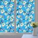 4 x Privacy Window Film,Floral Design Static Cling for UV Blocking & Heat Insulation, No-Glue Reusable for Home, Office, Bathroom & Glass Decor(23.6"78.7").