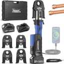 SWANSOFT 32kN Copper Pipe Crimping Tool, VUS 1/2" To 1-1/4" | 2*4Ah battery | Precise Crimp, Zero Leak, Fast Press, Dual 18V 4Ah Battery, Endurance, 32kN Press Tool & 4 US Standard Jaws for Copper Pipes