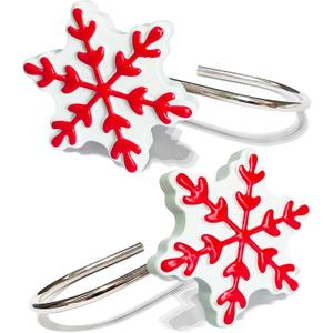 CHICTIE 12-Pack Red Snowflake Shower Curtain Hooks