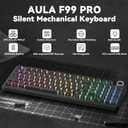 AULA F99 Pro Wireless Mechanical Keyboard-Silent Version,BT5.0/2.4GHz/USB-C Hot Swappable Custom Keyboard,Gasket Structure,Pre-lubed Linear Switches RGB Backlit Computer Gaming Keyboards,Black