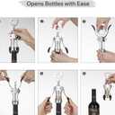 Beneno Wine Opener, Zinc Alloy Premium Wing Corkscrew with Multifunctional Bottles Opener, Sharp Wine Corkscrew with Ergonomic Non-Slip Wing Handle, Silver