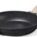 CAROTE 12.5 inch Nonstick Frying Pan Skillet,Non Stick Granite Fry Pan Egg Pan Omelet Pans, Stone Cookware Chef's Pan, PFOA Free,Induction Compatible (Black)