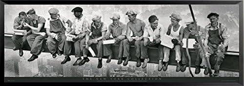 Buyartforless Framed Men ATOP a Skyscraper Steel Beam Lunchtime ATOP NYC by John C Ebbets 60x21 Photographic Art Print Poster, 60"L x 20"W