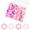48Pcs White French Tip Press on Nails Short Square Fake Nails Pink False Nails with Bow Strawberry Design Glossy Acrylic Full Cover Glue on Nails Reusable Stick on Nail for Women Girls Manicure