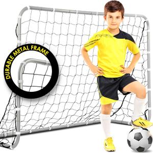 E-Jet Soccer Goals Football Goals, 6'x4' Metal Frame with All Weather Net, White