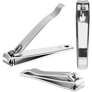 3pcs Large Beauticom Stainless Steel Curved Nail Clipper - Professional Ultra Sharp Sturdy Silver Finger Nail and Toe Nail Cutters for Acrylic Nails Grooming Manicure