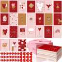240 Pcs Mini Valentine's Day Cards with Envelopes Bulk for Classroom Kids Greeting 3.5 x 2.4'' Foldable Love Heart Greeting Wedding Card with Envelopes Stickers for Valentines Day