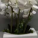 Briful Orchid Artificial Flowers 18in White Fake Orchid Silk Flowers with Ceramic Pot Faux Orchid Arrangement for Home Office Room Coffee Table Centerpiece Modern Decoration