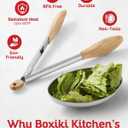 Boxiki Kitchen Tongs for Cooking with Wooden Tips - Wooden Tongs Ideal for BBQ, Salad, Toaster, Bread & Pickles - Made of Natural Olive Wood, Size 12 Inch