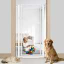 56" Extra Tall Baby Gate,Pressure Mount Clear Acrylic Cat Gate for Doorways,No Drilling Dog Gate Indoor,29.5-33.5" Wide Pet Safety Barrier for Hallway House-White S