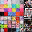 Colorful Macaron Nail Charms Kit, 4 Boxes Pastel Rhinestones Bowknot Flowers & Colorful Nail Art Accessories,Bedazzling Kit Multi-colored 3D DIY for Press On Nails,DIY Manicure