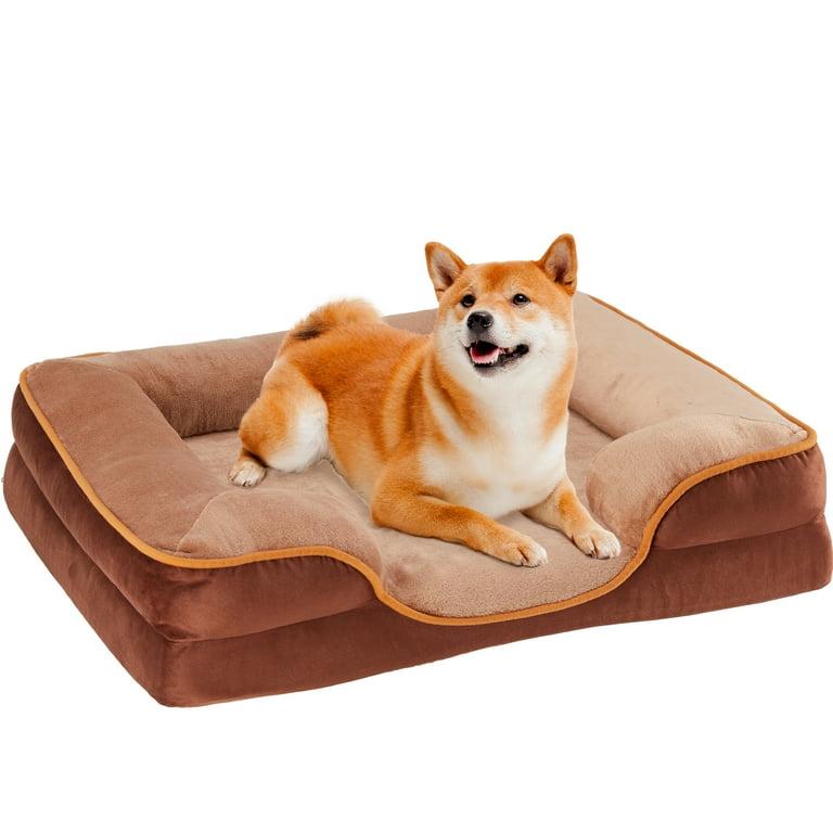 ZUNMOS 28" Medium Orthopedic Dog Bed for Medium Dogs with Non- Slip Bottom, Memory Foam Pet Bed, Dog Sofa with Machine-Washable Cover,Brown