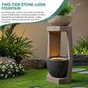 32" Geometric Outdoor Fountain with Birdfeeder