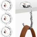 Iqimott 3pcs Personalized Initial Foldable Purse Hook for Table, Flower Letter Folding Handbag Hanger Portable Magnet Table Hook Holder, Collection Desk Purse Hooks for Women Bag (Pink-E)