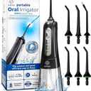 Water Flosser Cordless Pick for Teeth, 4 Modes, Gentle on Gums, Removes Plaque & Food Particles, B. WEISS High-Power, Rechargeable & Waterproof Oral Irrigator; 6 Tips Included, Black