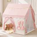Kids Play Tent with Star Lights & Window & 2 Doors, Playhouse Toy, 47"L x 41"W x 51"H