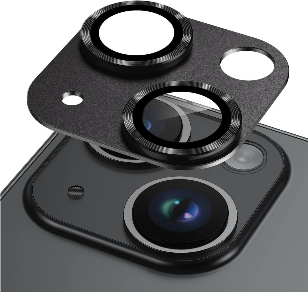 Korecase Camera Lens Protector for iPhone 14 /iPhone 14 Plus, Metal Tempered Glass Camera Cover Film, Rear Lens Case Friendly, Black
