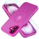 Misea Magnetic for iPhone 16 Plus Case Compatible with MagSafe [Military Grade Drop Protection] Full Camera Lens Protector Translucent Matte Phone Case for Women Girls 6.7 inch, Pink Purple