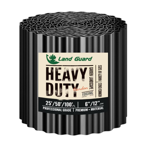 Land Guard Corrugated Garden Edging Border, 6" × 100' Landscape Paver Edging, Tall Landscape Edging, Fence for Garden, Flower Bed, Lawn and Landscape Edging (Black)