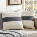 ZeeMart 2 Packs Cotton Boho Throw Pillow Covers 16x16 Inch Contrast/Charcoal, Soft Farmhouse Decorative Couch Pillow Cases Dark Grey Cushion Covers for Sofa Bed Living Room Home Decor