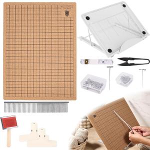 108 Pcs Complete Macrame Supplies with 1216 Inch Macrame Board, Double Sided Dual Grids, Metal Adjustable Holder, 100 T-Pins in 2 Sizes, Scissor, Ruler, Brush, Comb, Clips, All-in-One Macrame Kit