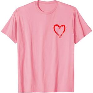 Red Heart Funny Cute Design for Men and Women T-Shirt, Pink, M