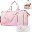 Convertible Garment Bag for Travel, Carry on Garment Duffel Bags with Shoe Pouch Weekender Bag for Women 2 in 1 Hanging Suitcase Suit Travel Bags for Business Trip, Vacation (Pink)