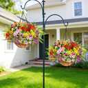 Elyum 2 Pack Artificial Hanging Flowers for Outdoors, UV Resistant Fake Flowers with Hanging Baskets, Artificial Flowers for Decoration Outdoors Garden, Spring Decor for Patio Porch