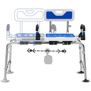 Sliding Shower Chair for lnside Shower & Bathtub with Arms and Back