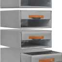 DIMJ Closet Organizers and Storage - Fabric Bins with Drawers for Closet Foldable Clothes Organizers with Clear Window, Stackable Storage Drawers Units for Bedroom, Living Room, 4-Pack, Grey