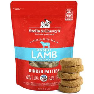 Stella & Chewy's Freeze-Dried Raw Dinner Patties - Dandy Lamb Recipe - High Protein Grain-Free Puppy & Dog Food - Perfect For Picky Eaters - 25 oz (EXP 07/11/26)
