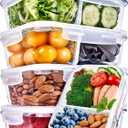 Prep Naturals 36oz Glass Meal Prep Containers - Airtight Glass Food Storage Containers with Lids - Dishwasher, Microwave & Oven Safe Meal Prep Bowls - Pack of 5, 36 Oz, 2-Compartment, Clear