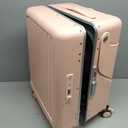Ride On Luggage with Foldable Seat&Seat Belt,Hardshell Ride On Suitcase with Front Pocket,Lockable 4-Spinner Wheels,USB Port,TSA Lock,20 inch,Pink, Medium