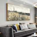 Solid wood Framed Canvas Wall Art Vintage Decor, Classical Oil Painting Canvas Prints Champ fleuri Vintage 20'X40'Wall Art for Home Room Bathroom Decor (Gray-yellow flower)