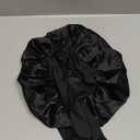 Silk Bonnet for Sleeping Women, Ajustable Hair Bonnet for Curly Hair with Tie Band Shower Caps Black Large