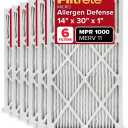 Filtrete 14x30x1 AC Furnace Air Filter, MERV 11, MPR 1000, Micro Allergen Defense, 3-Month Pleated 1-Inch Electrostatic Air Cleaning Filter, 6 Pack (Actual Size 13.81x29.81x0.81 in)