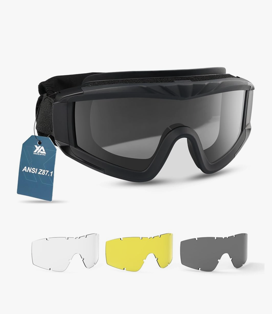 xaegistac Airsoft Goggles Tactical Safety Goggles Anti Fog Glasses Hunting Cycling