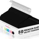 HOUSE DAY 11 Inch Velvet Baby Hangers 50 Pack Black, Premium Kids Hangers for Children/Infant/Toddler Clothes, Durable Non Slip Small Baby Felt Hanger for Closet, Ideal for Everyday Use Black